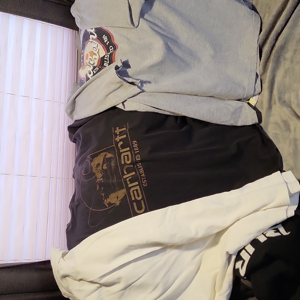 2 Carhartt tee,s w front pockets short sleeve<white shirt sold>